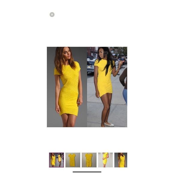 Torn by Ronny Kobo Yellow Bodycon Ruched Dress - Picture 1 of 8